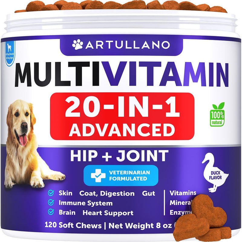 Dog Multivitamin Chewable with Glucosamine 20 in 1 – Dog Vitamins and Supplements – Senior & Puppy Multivitamin for Dogs – Pet Joint Support Health – Immunity, Mobility, Gut Skin – 120 Chews