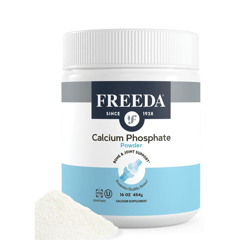Freeda Calcium Phosphate Powder – Kosher Calcium Supplement for Men & Women, Animal Bone Health & Joint Support for Dogs & Cats – Calcium and Phosphorus Supplement – Calcium Without Vitamin D, 16oz