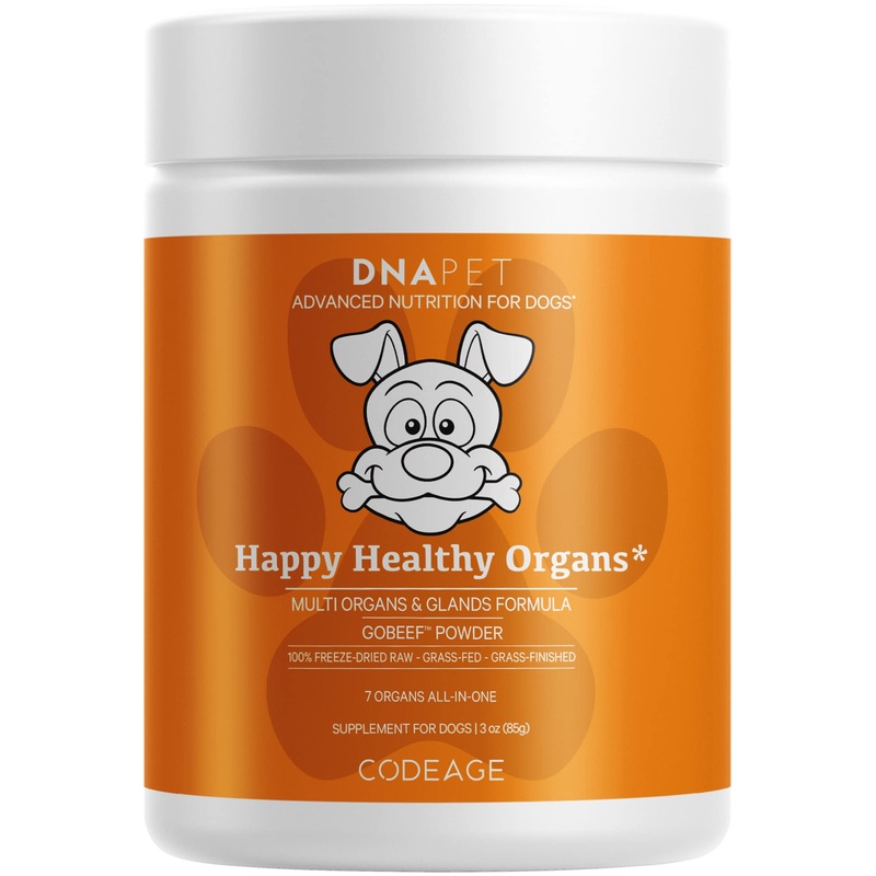 Happy Healthy Organs & Glands Supplement for Dogs, Freeze-Dried Raw Grass-Fed Beef Liver Heart Kidney Spleen Pancreas Bone Marrow, Bovine Thymus Multi Organ Powder, Canine Vitamins, 3 oz