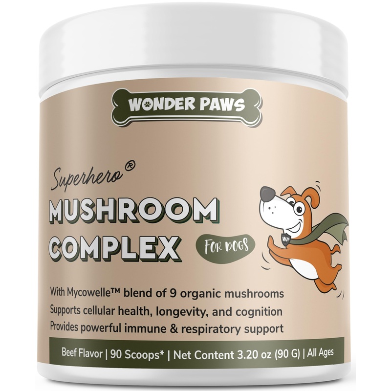 Immune Support Mushroom Powder for Dogs  Organic Mushroom Complex for Immunity, Cognition, Cellular Health, Longevity – With Turkey Tail Mushroom for Dogs, Reishi & Lions Mane  90 Scoops