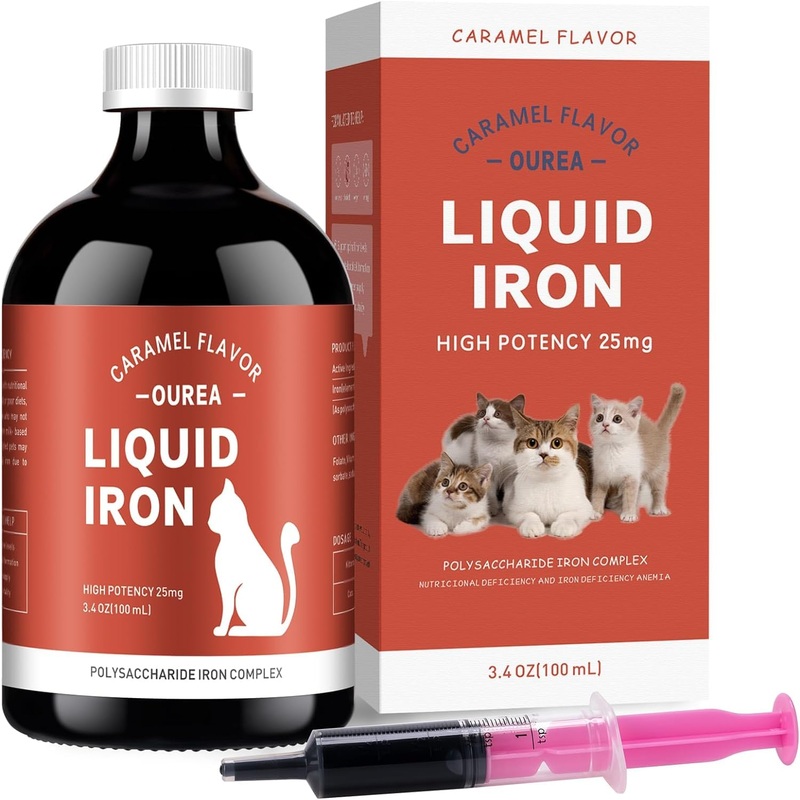 Iron Supplements for Cats – Liquid Iron for Anemia with Cat Vitamins, Support Iron Levels, Promote Red Cell, Boost Energy and Vitality in Cat Health, 3.4oz(100ml)