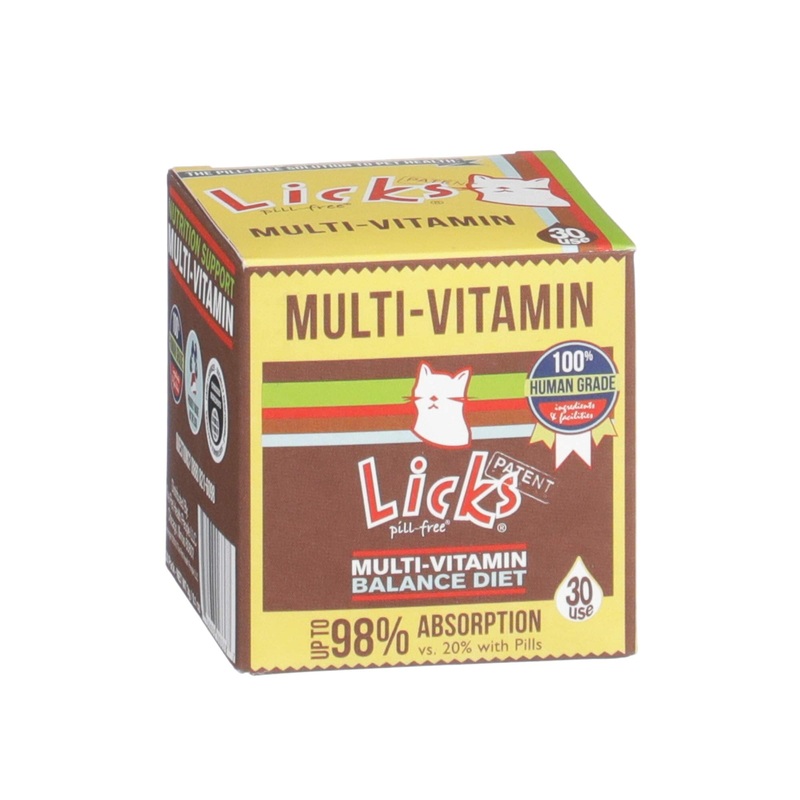 Licks Pill-Free Cat Multivitamin – Cat Supplement with Vitamin C, D, and Calcium – Multivitamin Pet Supplies – Gel Packets – 30 Use 30-use