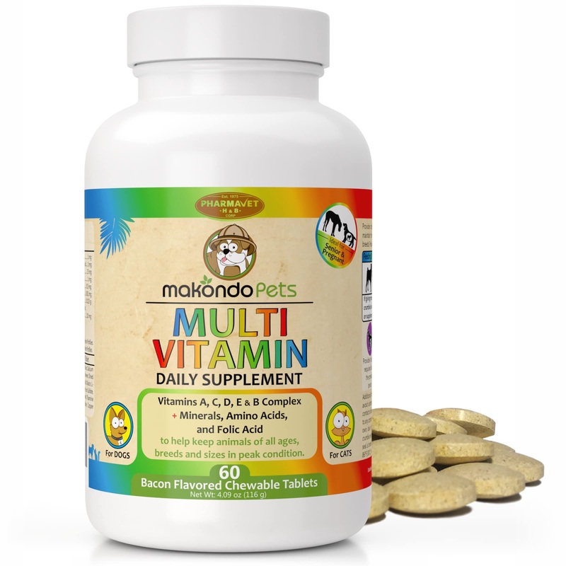 Multivitamin for Dogs and Cats. Prenatal Dog Vitamins, Minerals and Amino Acids. Senior Dog Vitamins and Supplements for dogs & cats. Puppy Vitamins for your dog allergy relief-Complete Dog Supplement 60 Tablet
