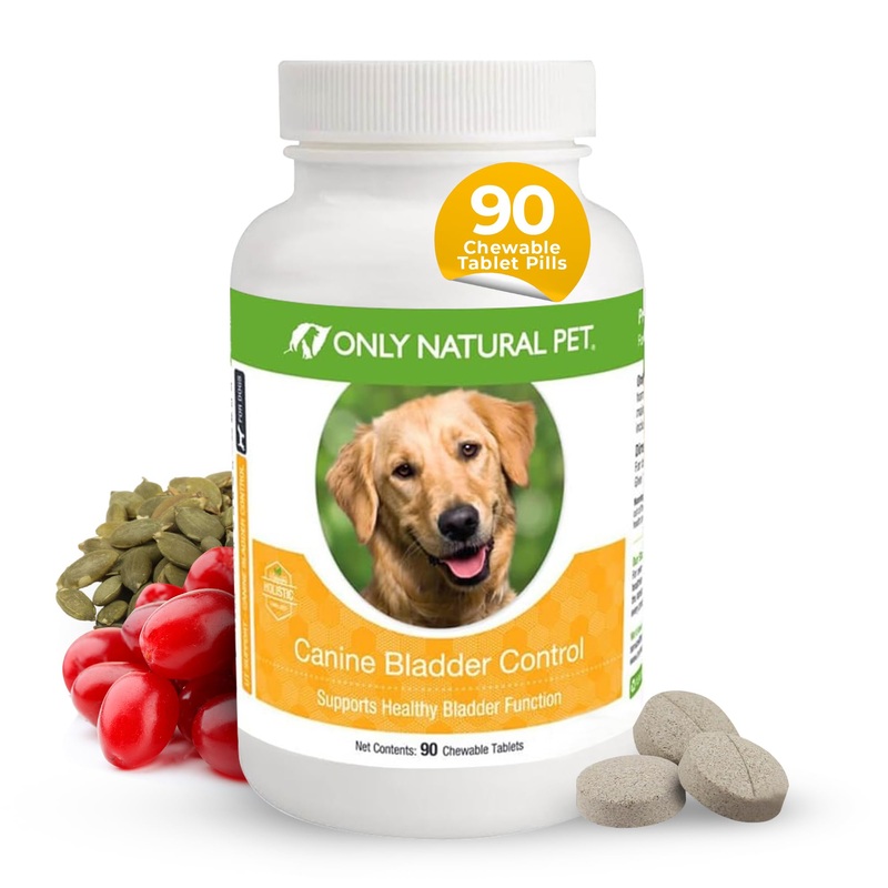 ONLY NATURAL PET Canine Bladder Control – Senior Dog Care Supplement – UTI, Urinary Tract Health, Incontinence Support w/Cranberry Extract | Pills, Vitamins, 90 Chewable Tablets (Natural Turkey)