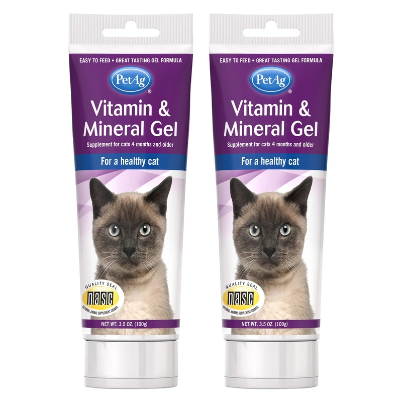 Pet-Ag Vitamin & Mineral Gel Supplement for Cats – 3.5 oz, Pack of 2 – Provides Basic Daily Vitamins & Minerals for Cats 4 Months and Older – Easy to Digest