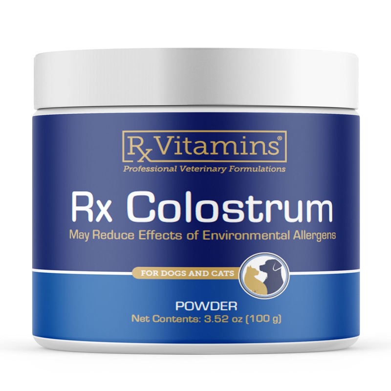 Rx Vitamins Colostrum for Dogs & Cats – Whole Bovine Colostrum for Cats Powder – Cat & Dog Supplement Ideal Dog Immune Support, Promotes Feline Digestive Health & Dog Allergy Support – 3.52 oz (100g)