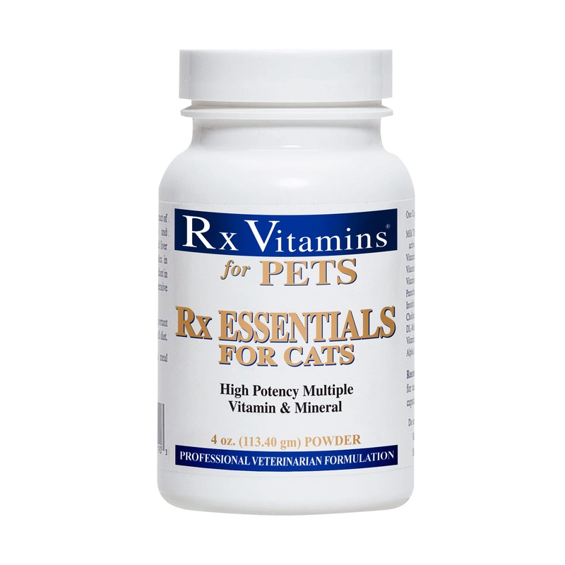 Rx Vitamins Essentials for Cats – Vitamin & Mineral Multivitamin Supplement – Add to Wet or Dry Cat Food – Powder 4 oz