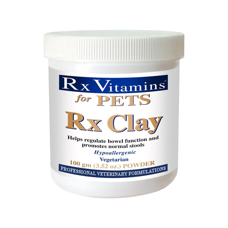 Rx Vitamins Rx Clay Powder for Pets – Anti Gas & Anti Diarrhea for Dogs & Cats – Pet Digestive Health & Stool Support – Cat & Dog Supplement for Elimination- 3.52 oz. Grey