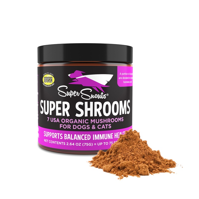 Super Snouts Super Shrooms Mushroom Immune Support Supplement for Dogs and Cats, 2.64 oz – Made in USA Organic Non-GMO, Immune Health for Strong Immunity, 7 Mushroom Blend Powder
