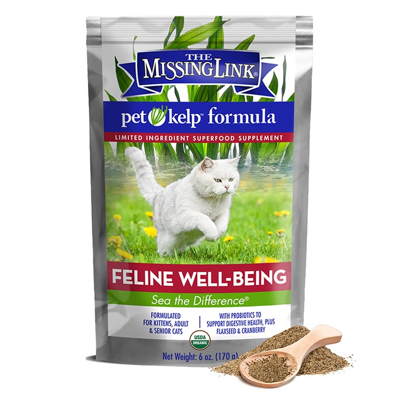The Missing Link Pet Kelp Feline Well-being 6oz Superfood Powdered Supplement, Organic & Limited Ingredient Formula for Digestive & Overall Health of Cats 6 Ounce Cat