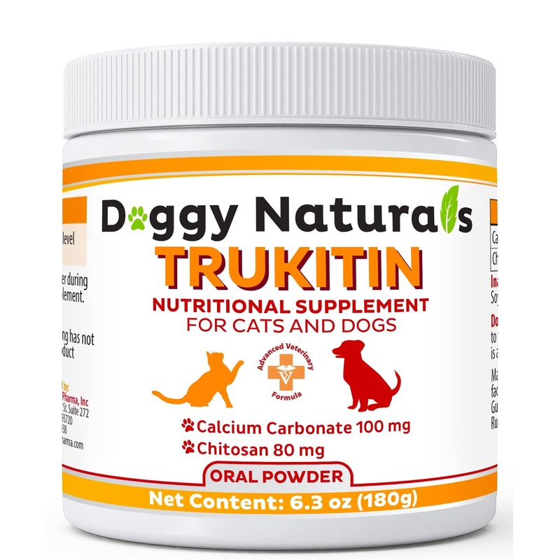 Trukitin Chitosin Based Phosphate Binder for Cats & Dogs  All Natural Human Grade Ingredients for Renal Support Supplement with Calcium Carbonate Oral Powder (Made in U.S.A) 180 Gram