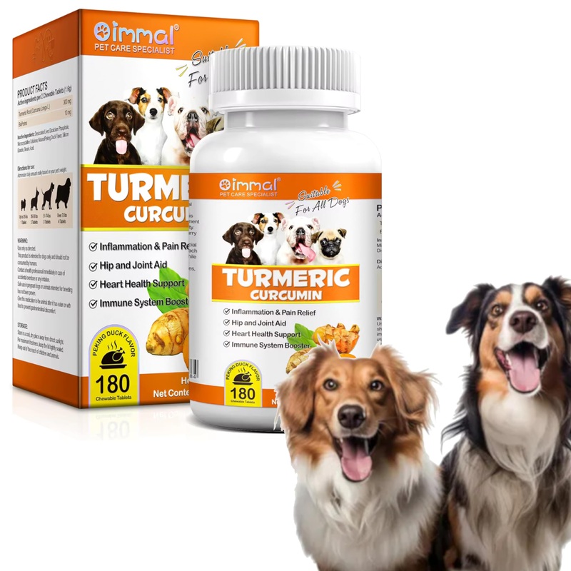 Tumeric and Curcumin for Dogs – 180 Count Tablet Treats  Helps Shedding, Skin Allergy, Itch and Dry Skin Relief, Hot Spots – Joint Health – Skin and Coat Supplement – Salmon Oil – Duck Flavor