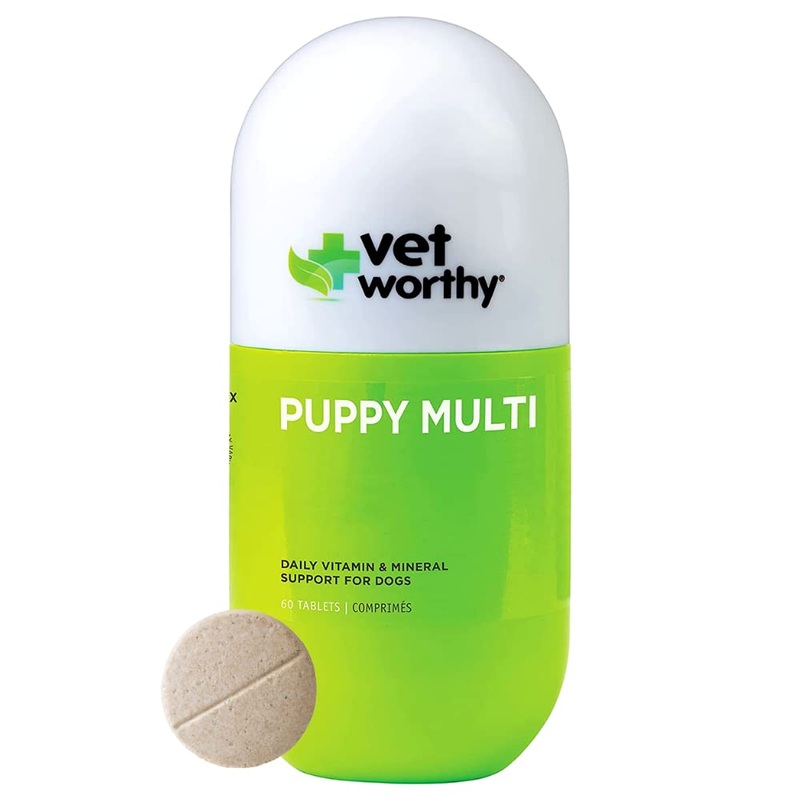 Vet Worthy Puppy MultiVitamins – Multivitamin for Puppies to Support Optimum Health & Overall Wellness – Dog Supplement with Iron,Magnesium,Zinc,Vitamin A,B Vitamins – Liver Flavor,60 Chewable Tablets