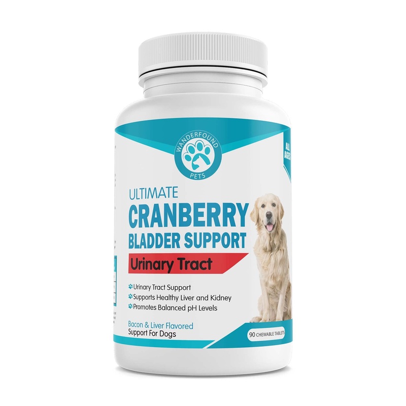 Wanderfound Pets Ultimate Cranberry Bladder UTI Support Supplement for Dogs – Dog Urinary Tract Infection Incontinence Formula with Cordyceps Mushroom – Bacon & Liver Flavor – 90 Chewable Tablets
