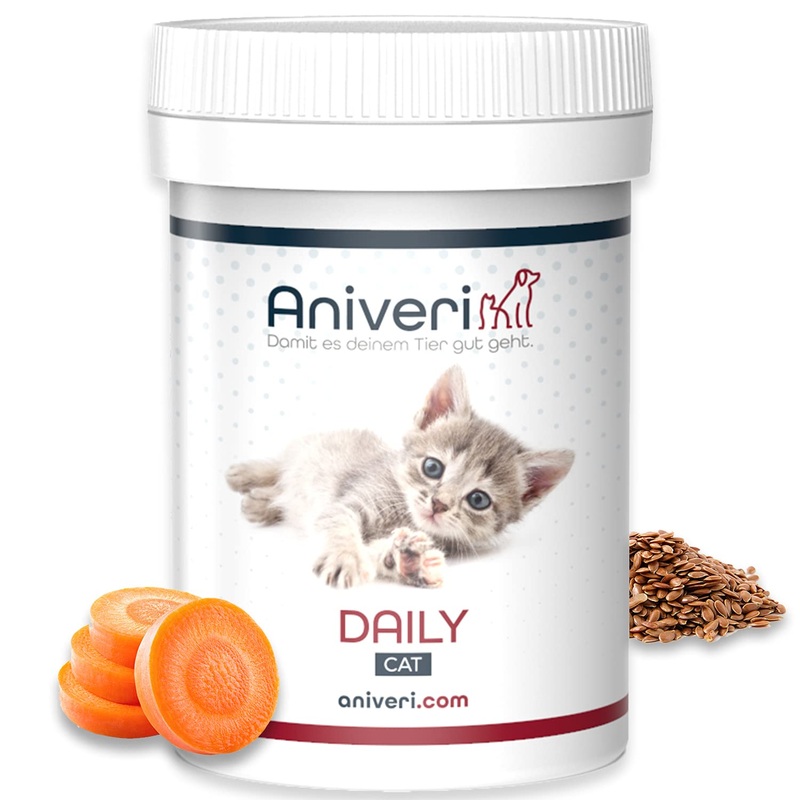 Aniveri Daily Cat for Cats, Vitamins and Minerals, Vitamin B Complex, 50 g Powder, Complex High Dose, Dietary Supplement for Food, Wet Food, Cat Food and Barf Cat Basic supply