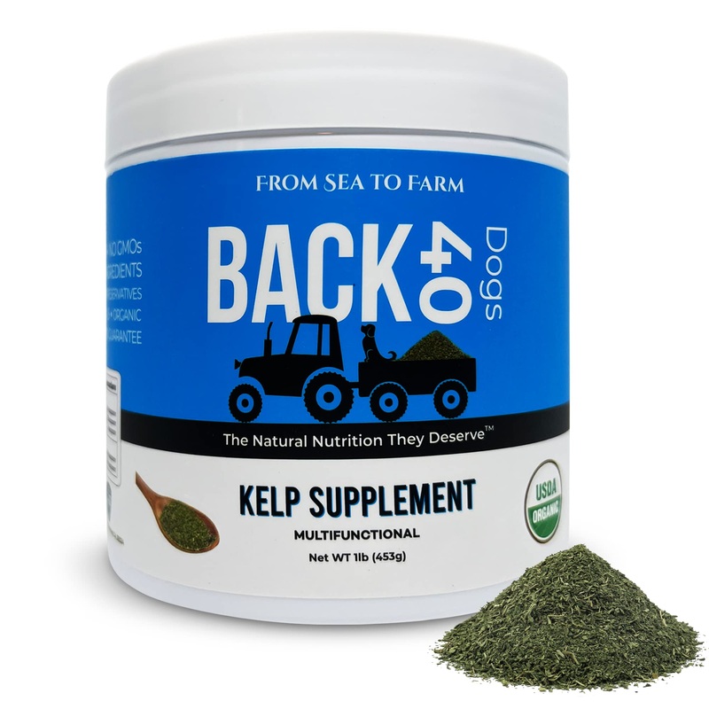 Back 40 Dogs – Organic Dried Seaweed Powder for Dogs & Cats – Iodine & Antioxidant Rich – Multifunctional Thyroid, Heart, Coat, Skin, Immune & Digestion Support – Kelp for Dogs – Made in The USA