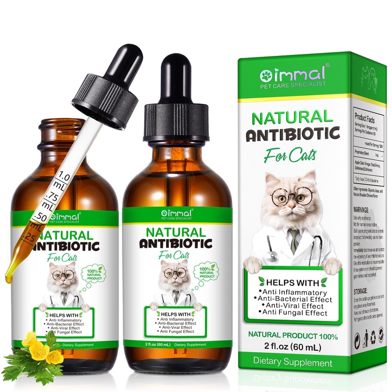 Cat Antibiotics for Infection Wounds,120ML,Natural Cat Antibiotics for UTI,for Cats Ear Infection & Upper Respiratory Infection & Infection Stomitas,Supports Immune & Cats Allergy Relief