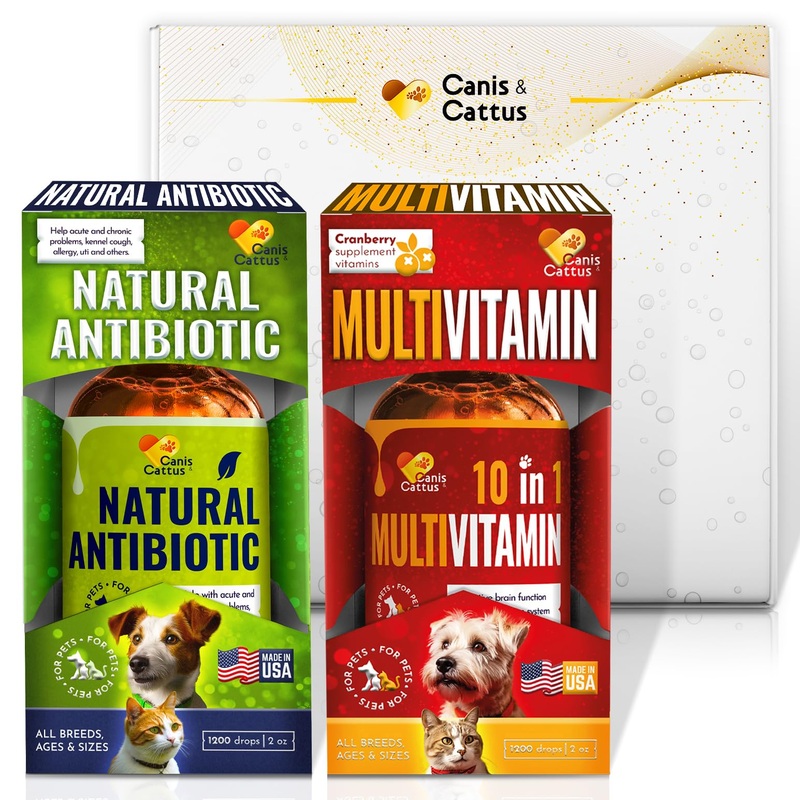 Dog and Cat Antibiotic | Dog Vitamins and Supplements | Antibiotics for Dogs | Cat Multivitamin | Antibiotics for Cats | Natural Antibiotics for Cats and Dogs | Bundle x 2 oz