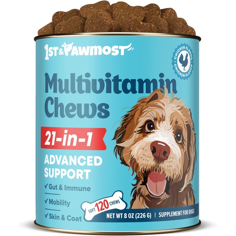 Dog Vitamins and Supplements for Senior Dogs and Puppies 21-in-1 Dog Multivitamin for Dogs for Skin, Coat, Heart, Immune Support – Dog Multivitamins Chewable for Joint Support -120pcs V-4
