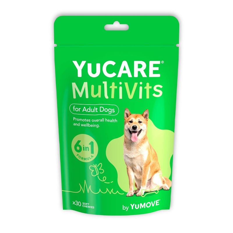 Lintbells YuCARE MultiVits Supplement for Adult Dogs, 6-in-1 Daily Vitamins for Dogs Aged 4-7, 30 Multivitamin Chews, White 30 count