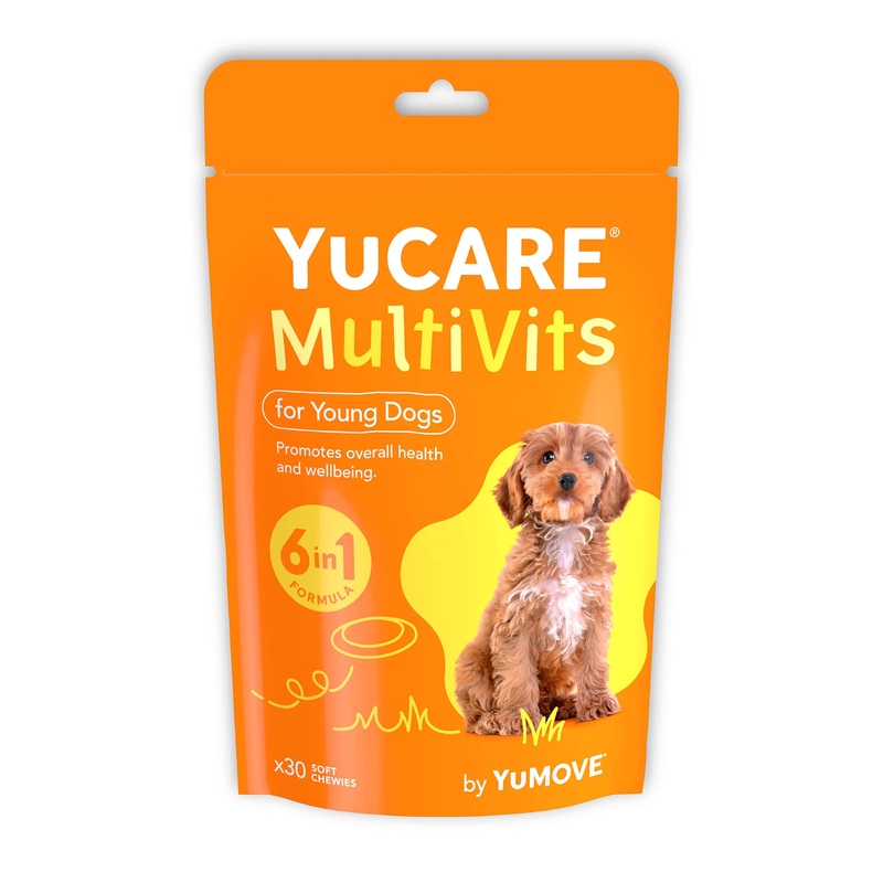 Lintbells YuCARE MultiVits Supplement for Young Dogs, 6-in-1 Daily Vitamins for Dogs Under 3 Years, 30 Multivitamin Chews, White 30 count
