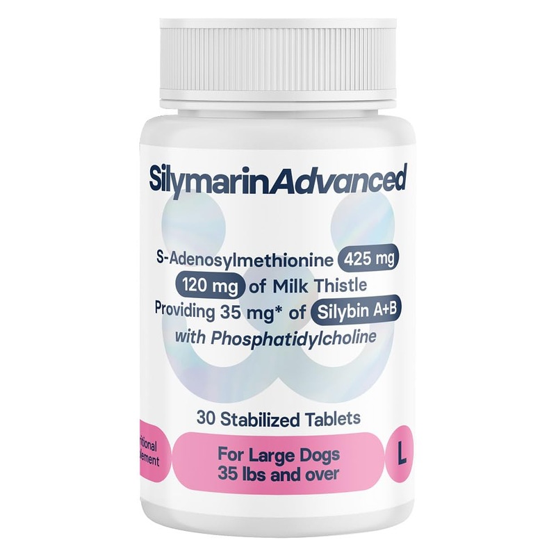 Liver Health Supplement for Large Dogs, S-Adenosylmethionine (Same) and Silybin, Liver Tablets, Cognitive Support, 30 Tablets