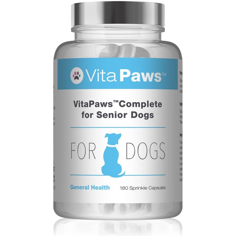 Multivitamins for Senior Dogs | VitaPaws Complete | Includes Glucosamine, Ginseng & L-Carnitine | 180 Sprinkle Capsules Ideal for Fussy Pets | UK Manufactured