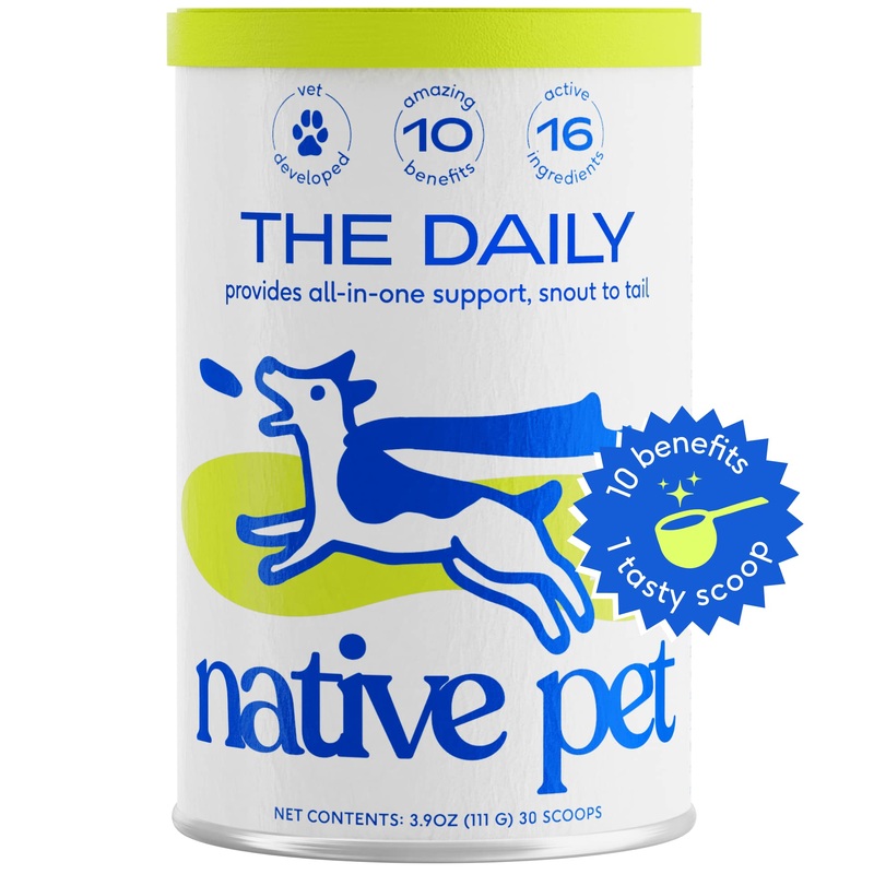 Native Pet – The Daily Dog Supplement – 10 in 1 Multivitamin For Dogs – Tasty Scoop With Dog Vitamins & Supplements – Supplement for Mobility, Energy, Gut, Skin & Coat – 16 Active Ingredients – 3.9 Oz