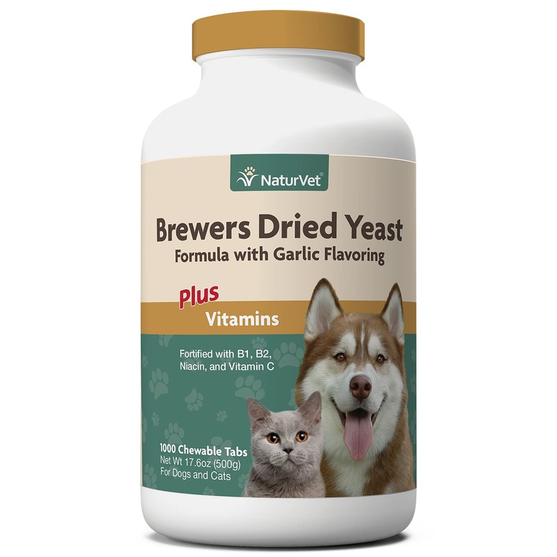 NaturVet Brewers Dried Yeast Formula with Garlic Flavoring Plus Vitamins for Dogs and Cats, Chewable Tablets, Made in the USA, 1000 Count