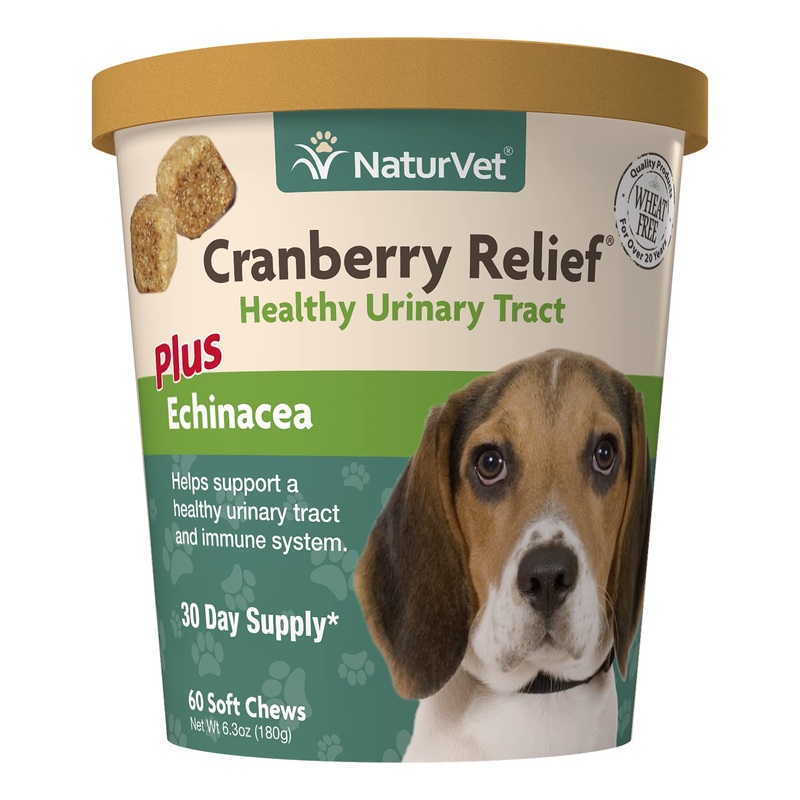 NaturVet CRANBERRY RELIEF + Echinacea Soft Chew Dogs Urinary Tract (CUP) – 60 ct