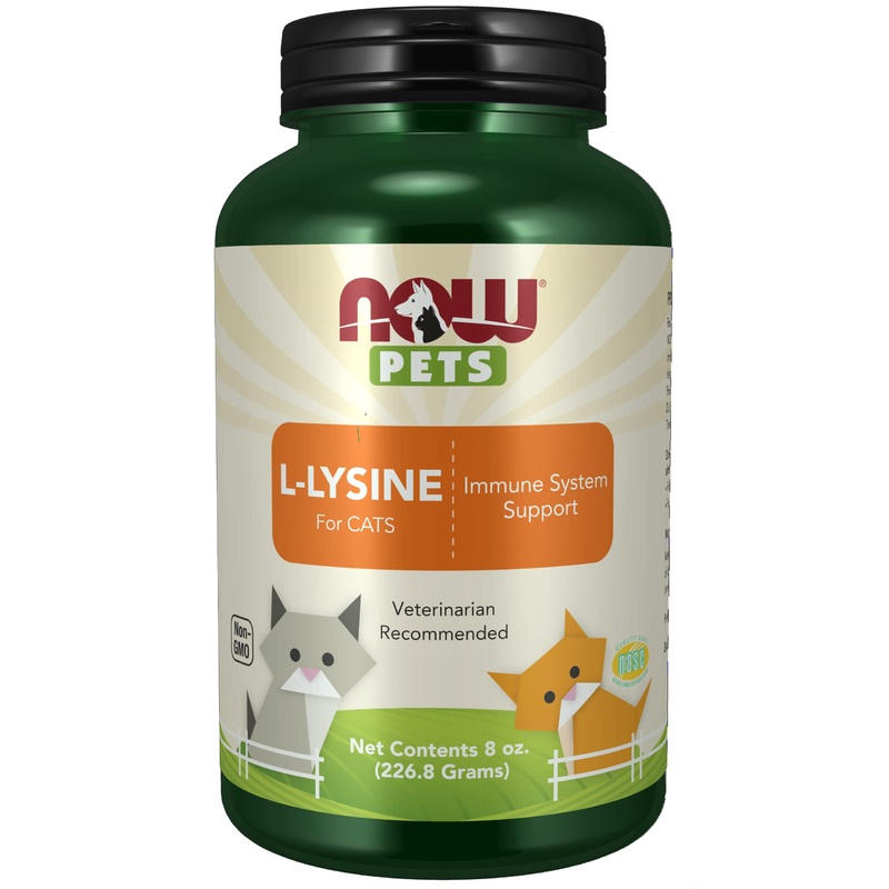 NOW Pet Health, L-Lysine Supplement, Powder, Formulated for Cats, NASC Certified, 8-Ounce