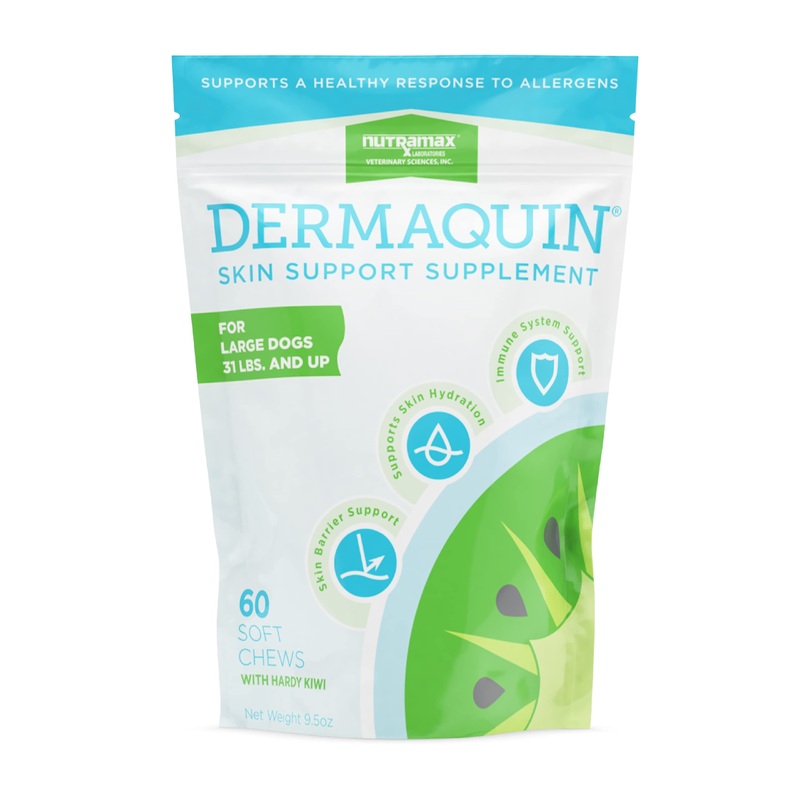 Nutramax Dermaquin Skin Support Supplement for Large Dogs 31+ lbs, 60 Soft Chews 60 ct – Large Dog