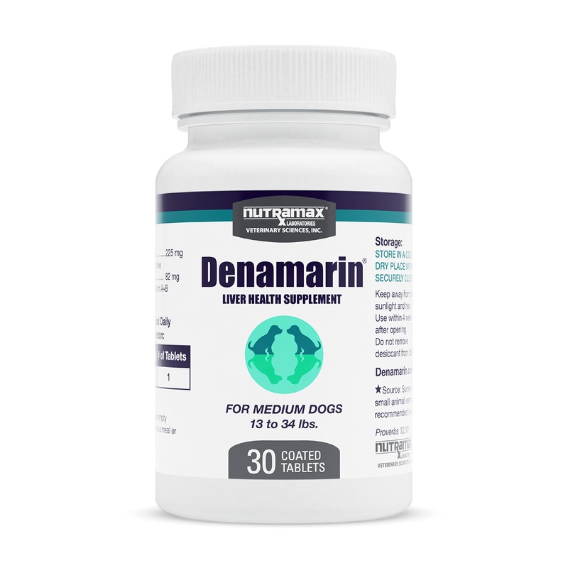 Nutramax Laboratories Denamarin Liver Health Supplement for Medium Dogs – With S-Adenosylmethionine (SAMe) and Silybin, 30 Tablets Bottle Medium Dog (13-34 lbs)