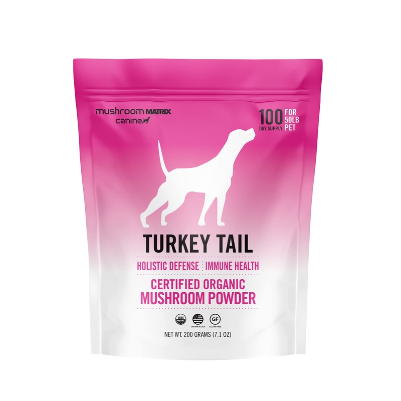 Om Mushroom Matrix Pet – Canine | Turkey Tail | USA Grown Human-Grade Organic Mushroom Powder Pet Supplement | Immunity Support & Holistic Defense for Dogs & Cats | 200 Grams, 7.1 oz 200 gram pouch
