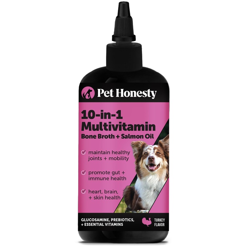 Pet Honesty Dog Multivitamin Supplement with Salmon Oil for Dogs – Immune Allergy Itch Relief, Digestion, Skin & Coat Health, Dog Food Topper Bone Broth with Salmon Oil, Prebiotics + Vitamins (12 oz) Turkey Bone Broth