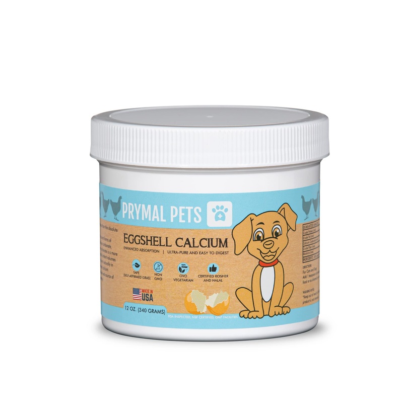 Prymal Pets Eggshell Calcium for Pets – Natural, Ultra-Pure Egg Shell Mineral Powder Supplement for Cats and Dogs – High Absorption, Helps Support Bone, Joint, Teeth, Heart, Immune Health – 12oz