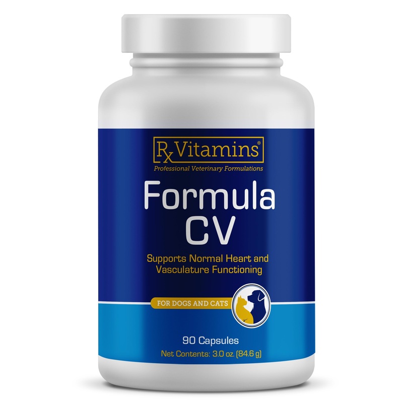 Rx Vitamins Formula CV – Hawthorn Berry Capsules with Taurine for Dogs & Cats – Heart Health Supplements Enhanced with Magnesium and Potassium – Senior Dog Vitamins and Senior Cat Vitamins – 90ct
