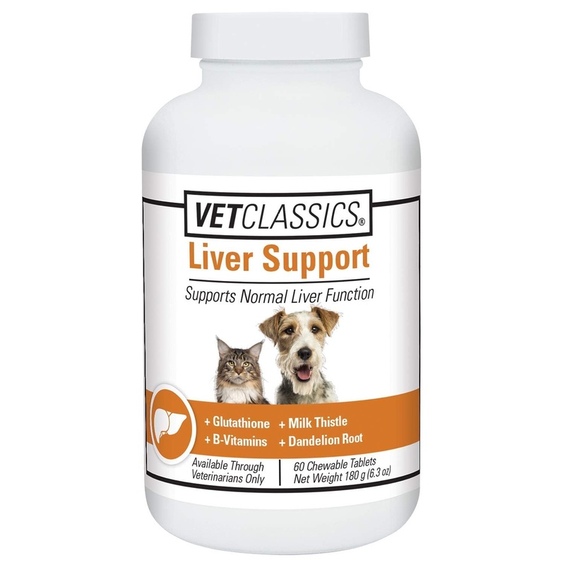 Vet Classics Liver Support Pet Health Supplement for Dogs, Cats  Liver Functions  B-Vitamins, Glutathione, Milk Thistle  Soft Tablets, Chews 60 Chewable Tablets