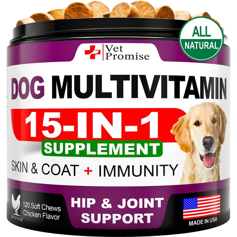 Vet Promise Dog Multivitamin Chewable with Glucosamine – Pet Joint Support Health – Immunity – Dog Vitamins and Supplements Mobility – Gut – Skin