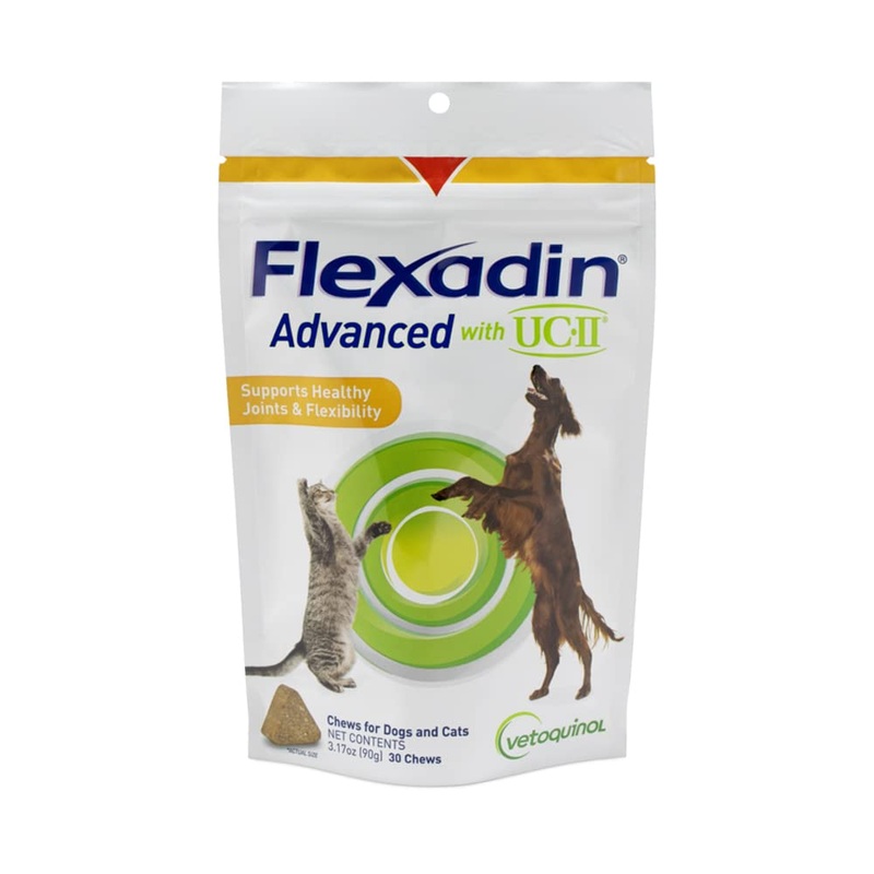 Vetoquinol Flexadin Advanced with UC-II for Dogs & Cats for Joint & Hip Support and Joint Mobility 30 Chews