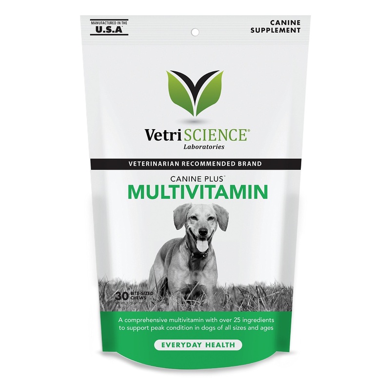 VetriScience Canine Plus MultiVitamin for Dogs – Vet Recommended Vitamin Supplement – Supports Mood, Skin, Coat, Liver Function 30 Chews