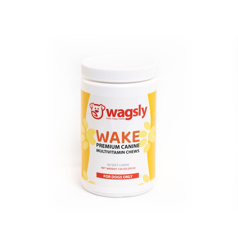 Wake – Multivitamin Chews for Dog Health & Happiness, Calcium & Phosphorus, Vitamins A & D3, Amino Acids, and Antioxidants for Energy, Metabolic Function, and Pet Wellness  60 Count