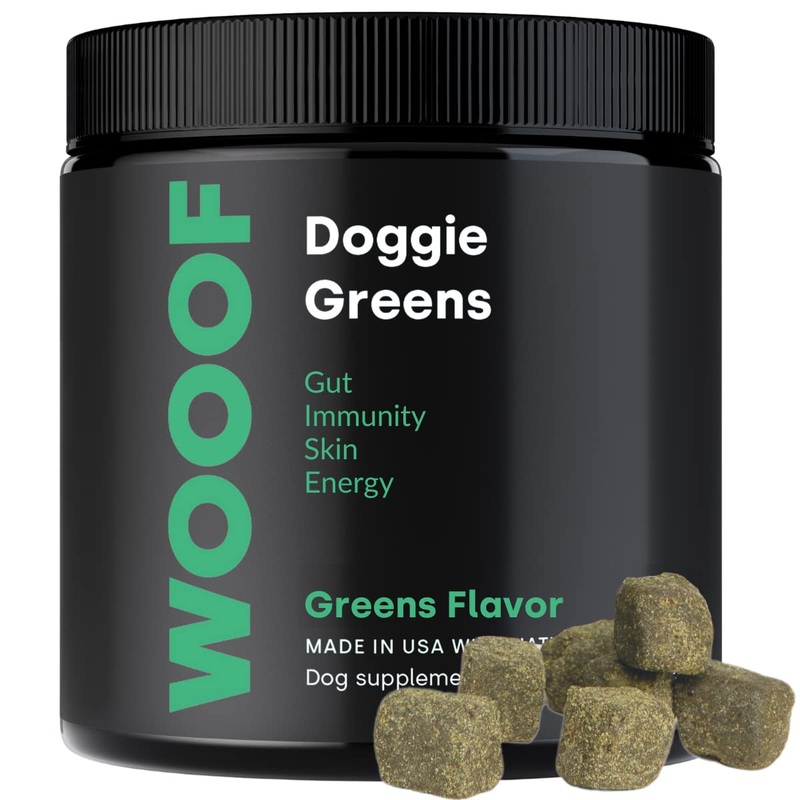 WOOOF Doggie Greens – Super Greens with Probiotics. Daily Dog Vitamins and Minerals. for Better Gut, Immunity & Coat Health. Includes Spirulina, Kelp & Algae.