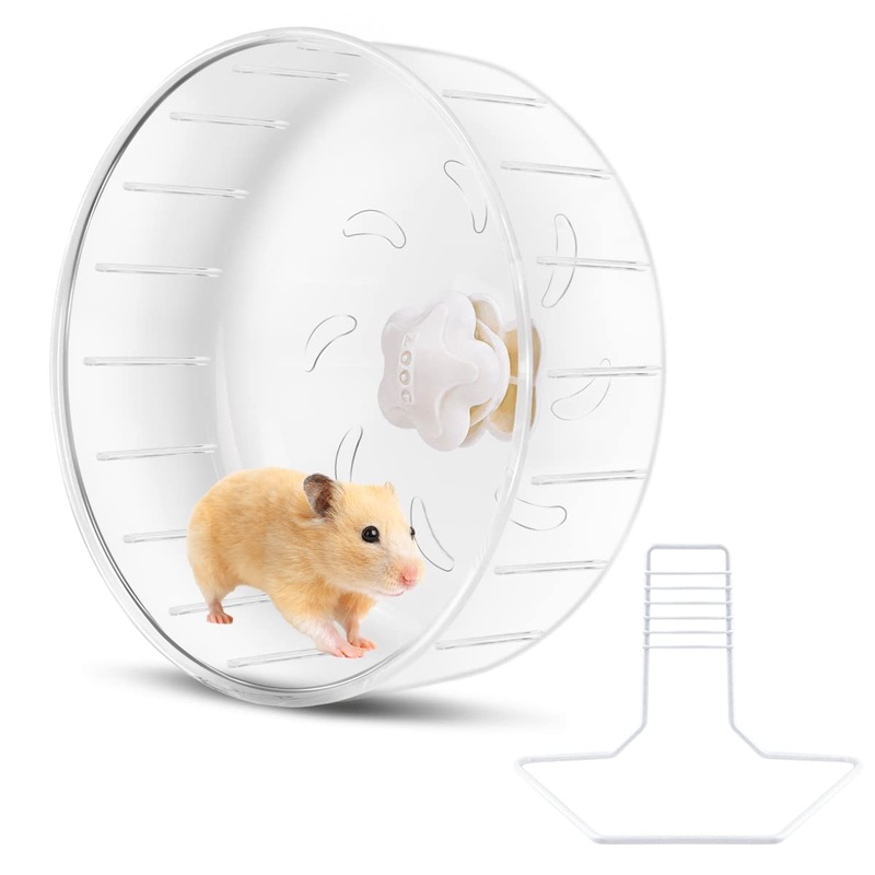 6.7inch Hamster Exercise Wheel, FHDUSRYO Transparent Hamster Running Wheel with Metal Stand, Silent Spinner Hamster Wheel, Pet Running Toy Cage Accessory for Small Animals, Mice Rat, Hedgehog