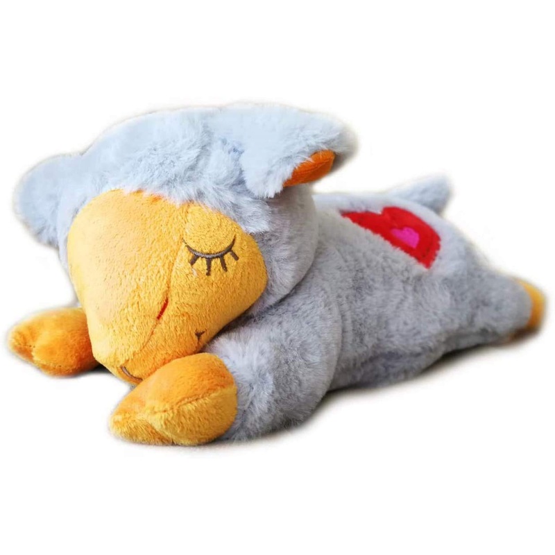 All for Paws Puppy Anxiety Relief Comfort Toy, Soothing Dog Toy Heartbeating Dog Stuffed Animal Toy Behavioral Aid Toys for Puppies Grey Sheep