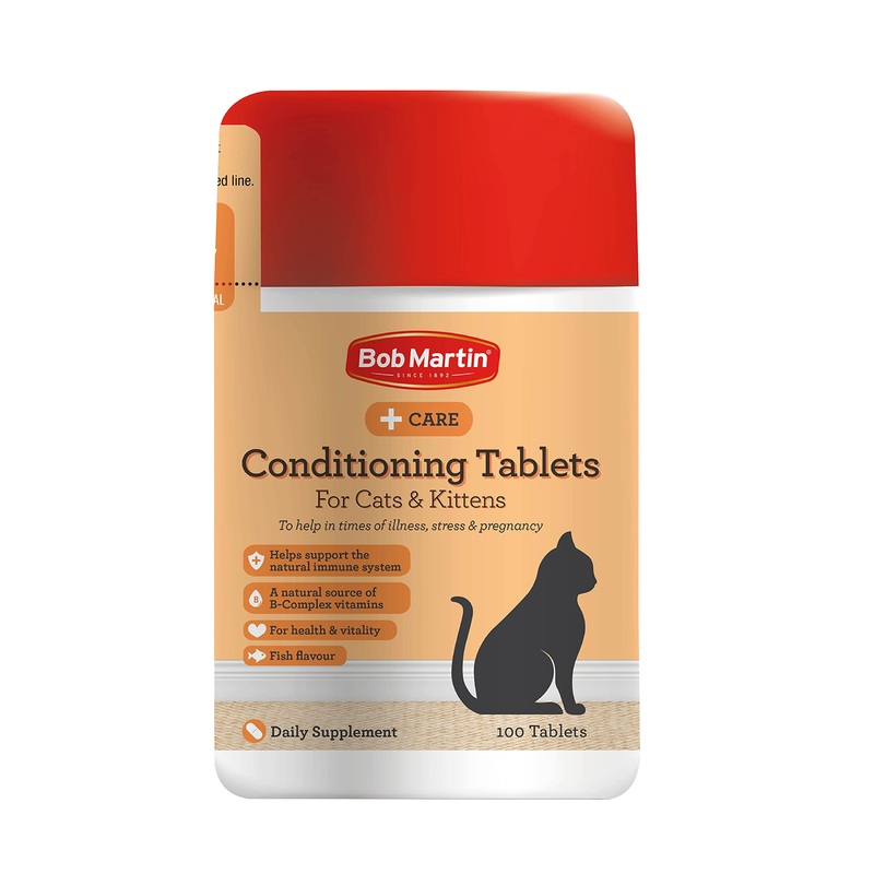 Bob Martin | Delicious Conditioning Tablets for Cats & Kittens, Rich in Vitamins | Supports Healthy Immune System | Nutritional Fish Flavoured Treat (100 Tablets)