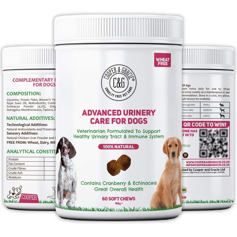 C&G Pets | DOG URINARY HEALTH SUPPLEMENTS 60 SOFT CHEWS | ANTIBIOTIC REMEDY | STIMULATES IMMUNE SYSTEM & MAINTAINS OVERALL HEALTH | CRANBERRY & ECHINACEA | WHEAT FREE | VETERINARIAN FORMULATED Dog Urinary Care