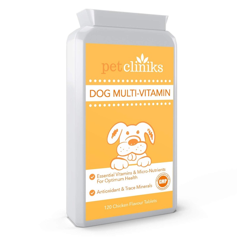 cliniks Dog Multi-Vitamins | 120 Chicken Flavour Chewable Tablets | Essential Vitamins, Minerals & Micro-Nutrients for Optimum Health in Dogs of All Ages | UK Made to GMP Standards