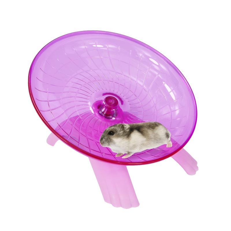 Hamster Flying Saucer Silent Running Exercise Wheel for Gerbil Rat Mouse Hedgehog Small Animals (Pink) Pink