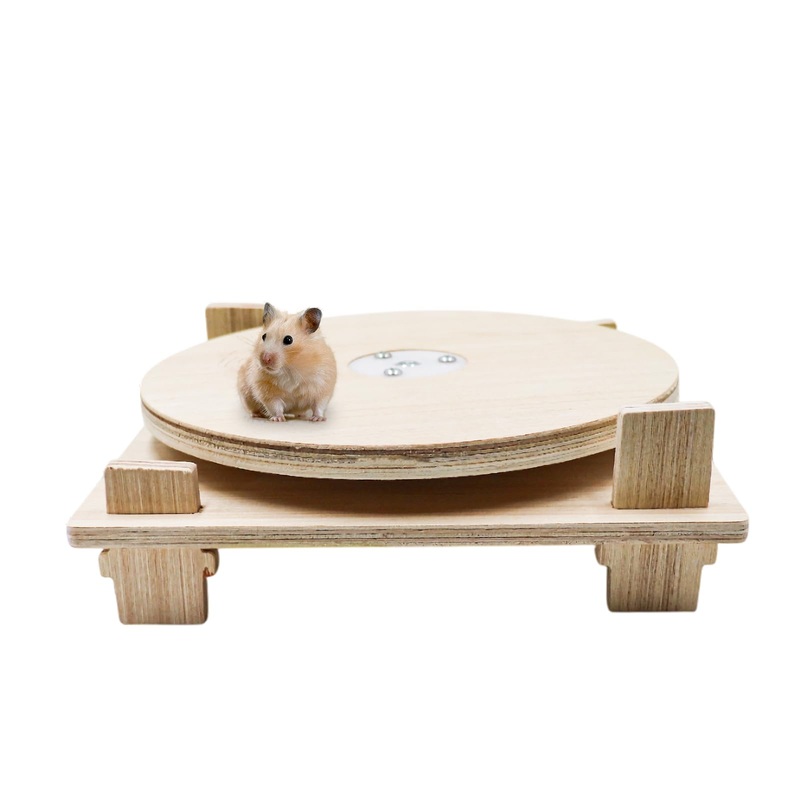 Hamster Toys, Wooden Running Turntable Toy for Small Pet, Hamster Cage Accessories, Rat Enrichment Toys, Running Wheel for Hamester, Rat, Gerbil, and Other Small Animals